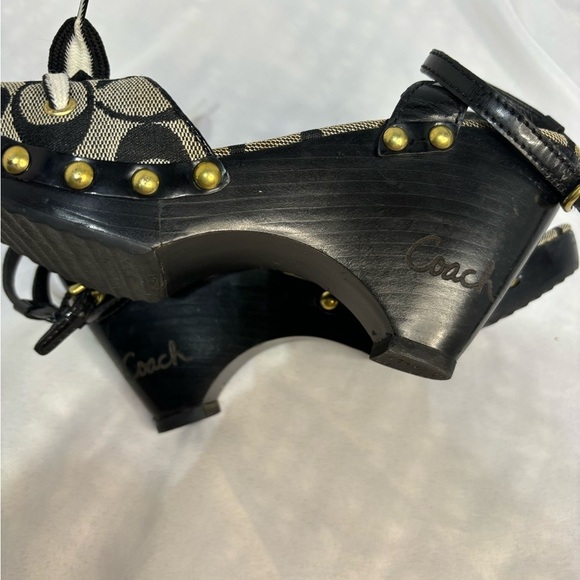 COACH Signature Open Toe Wedge Heel Ankle Strap Sandal “ Betsey” Size 8 - Picture 12 of 13